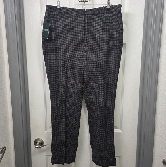 Lauren Ralph Lauren Cropped Wool Blend Pants Career Wear Academia Preppy Gray 14 - Picture 2 of 12